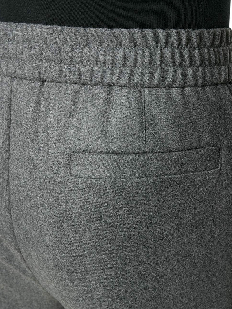 Grey Wool Pleated Drawstring Trousers