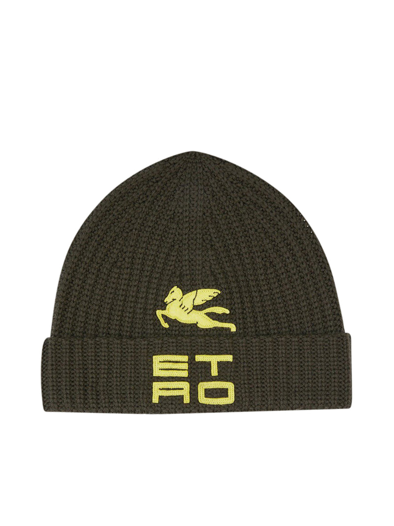 KNITTED BEANIE WITH ETRO CUBE LOGO