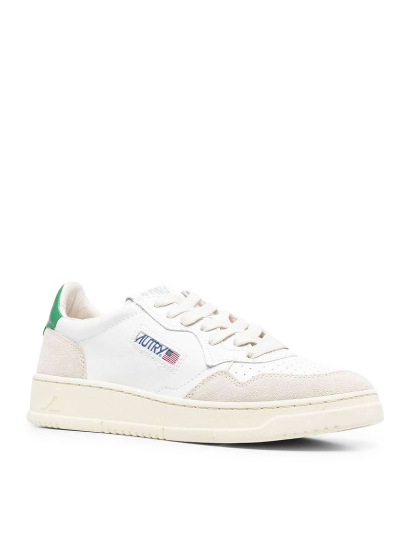 MEDALIST LOW SNEAKERS IN LEATHER AND WHITE GREEN SUEDE