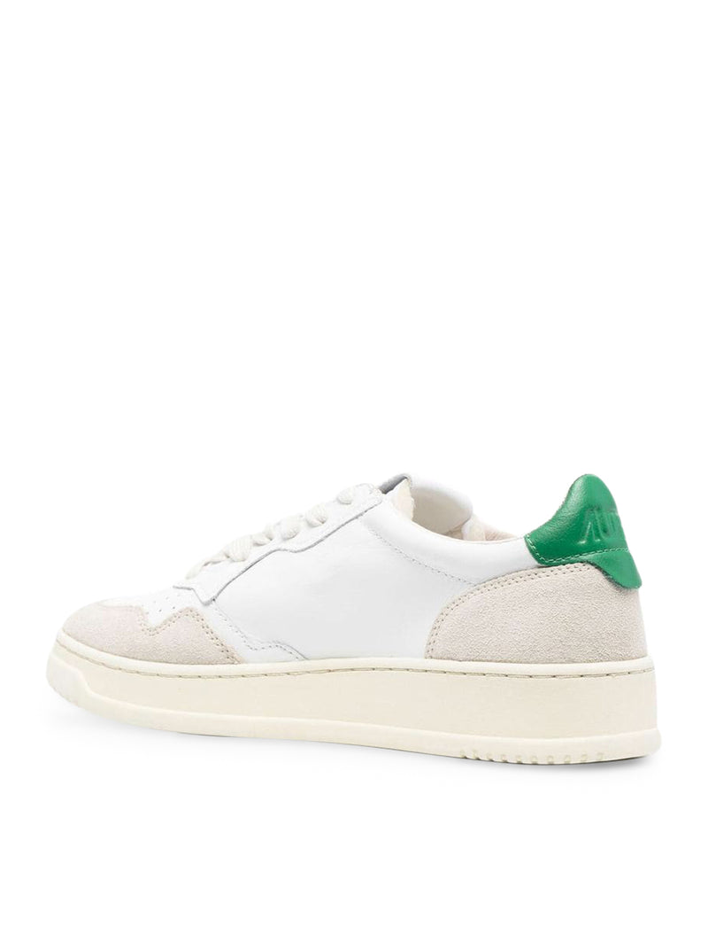 MEDALIST LOW SNEAKERS IN LEATHER AND WHITE GREEN SUEDE
