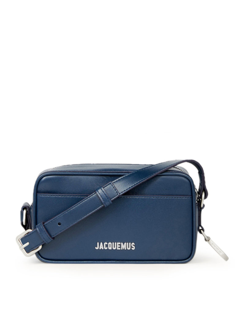 Jacquemus Le Baneto Strap Pochette Bag Navy in Cowskin Leather