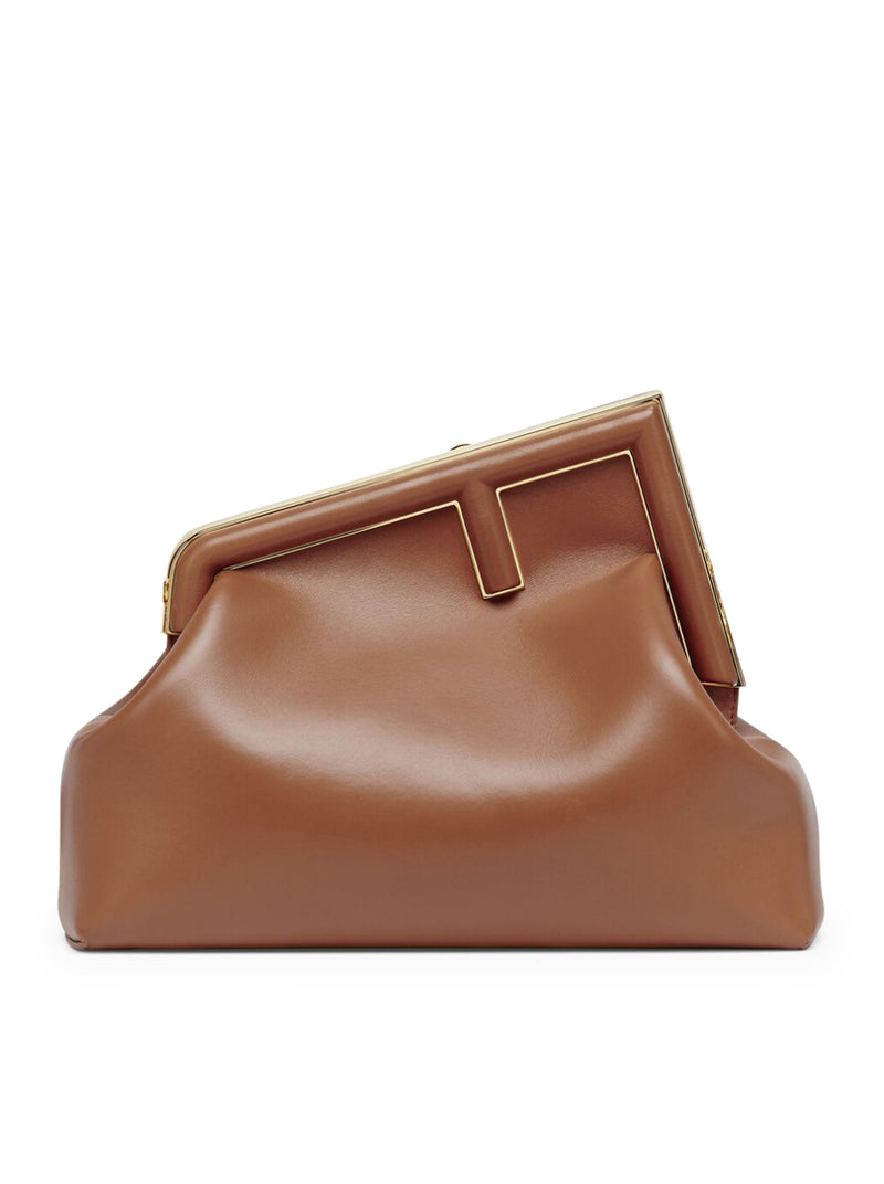 FENDI: First clutch in nappa leather - Brown  Fendi handbag 8BP127ABVE  online at