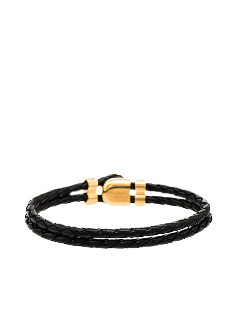 medusa head-embellished leather bracelet