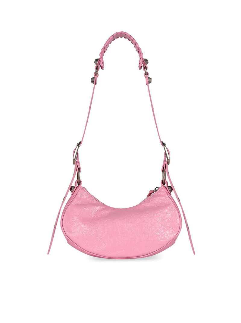 Le Cagole XS Shoulder Bag in light pink Arena lambskin, aged