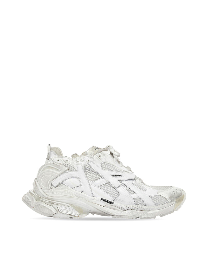 Runner sneakers in mesh and white nylon