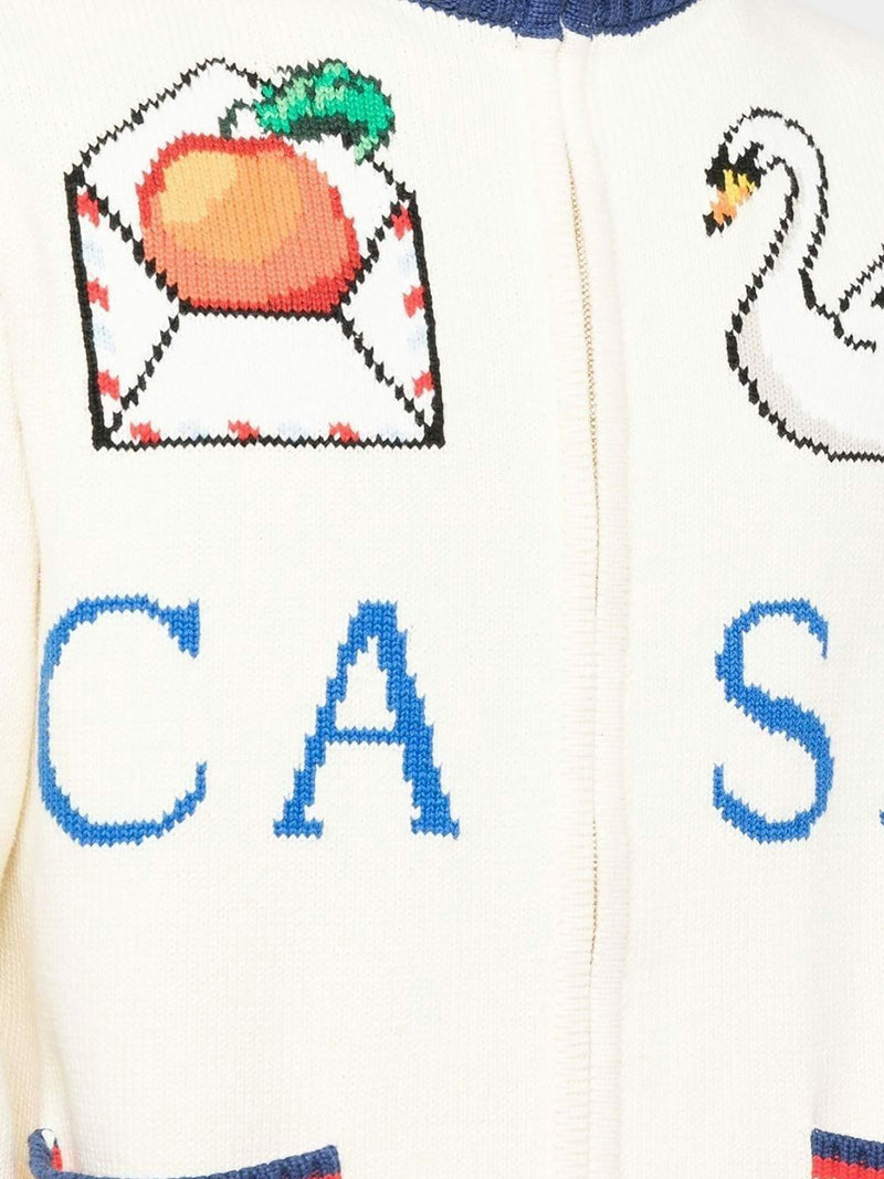 Casablanca Monogram intarsia-knit Cardigan - White