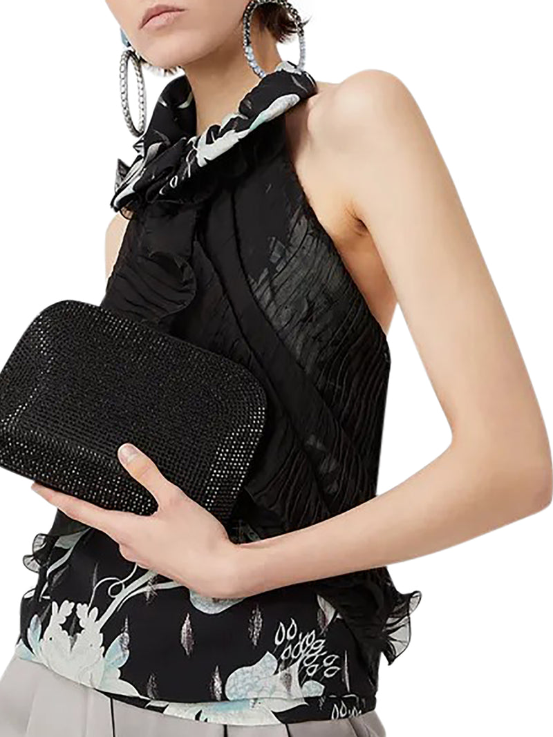 CLUTCH IN SATIN AND RHINESTONES