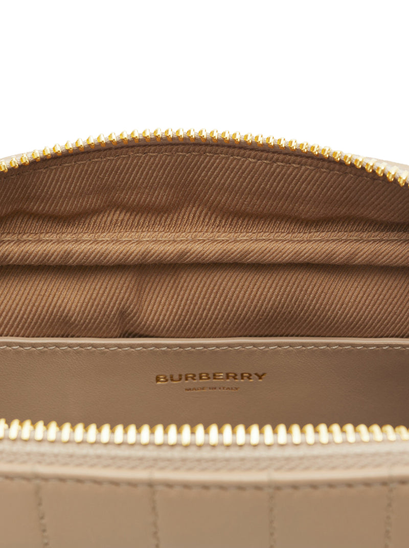 BURBERRY: credit card holder in quilted nappa leather - Brown