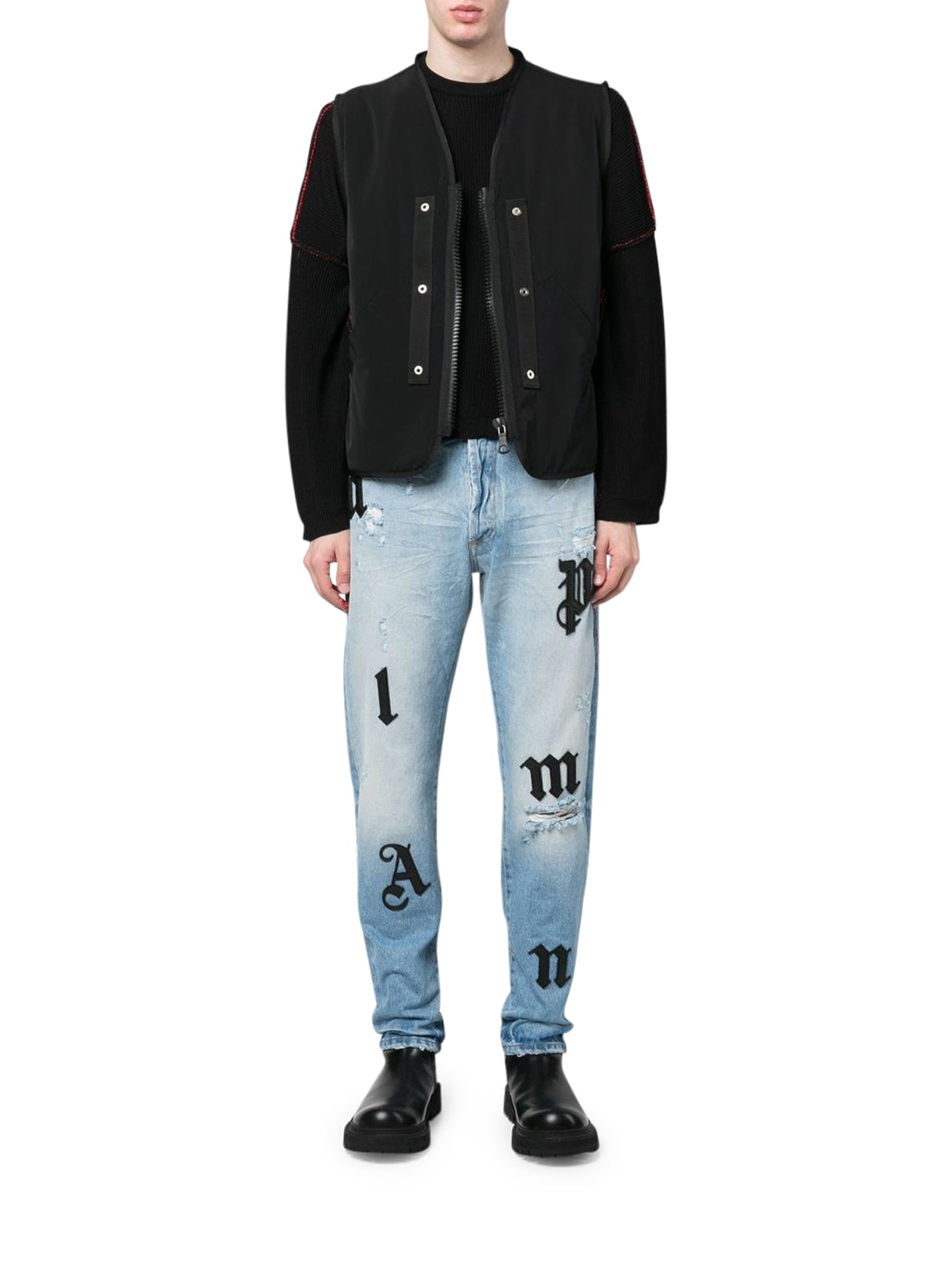 logo-patches straight-leg jeans