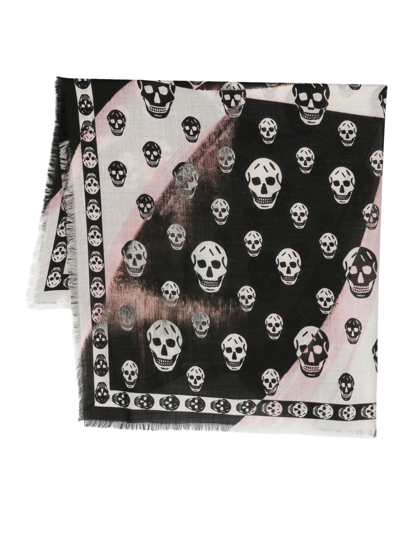 skull-print lightweight wool scarf