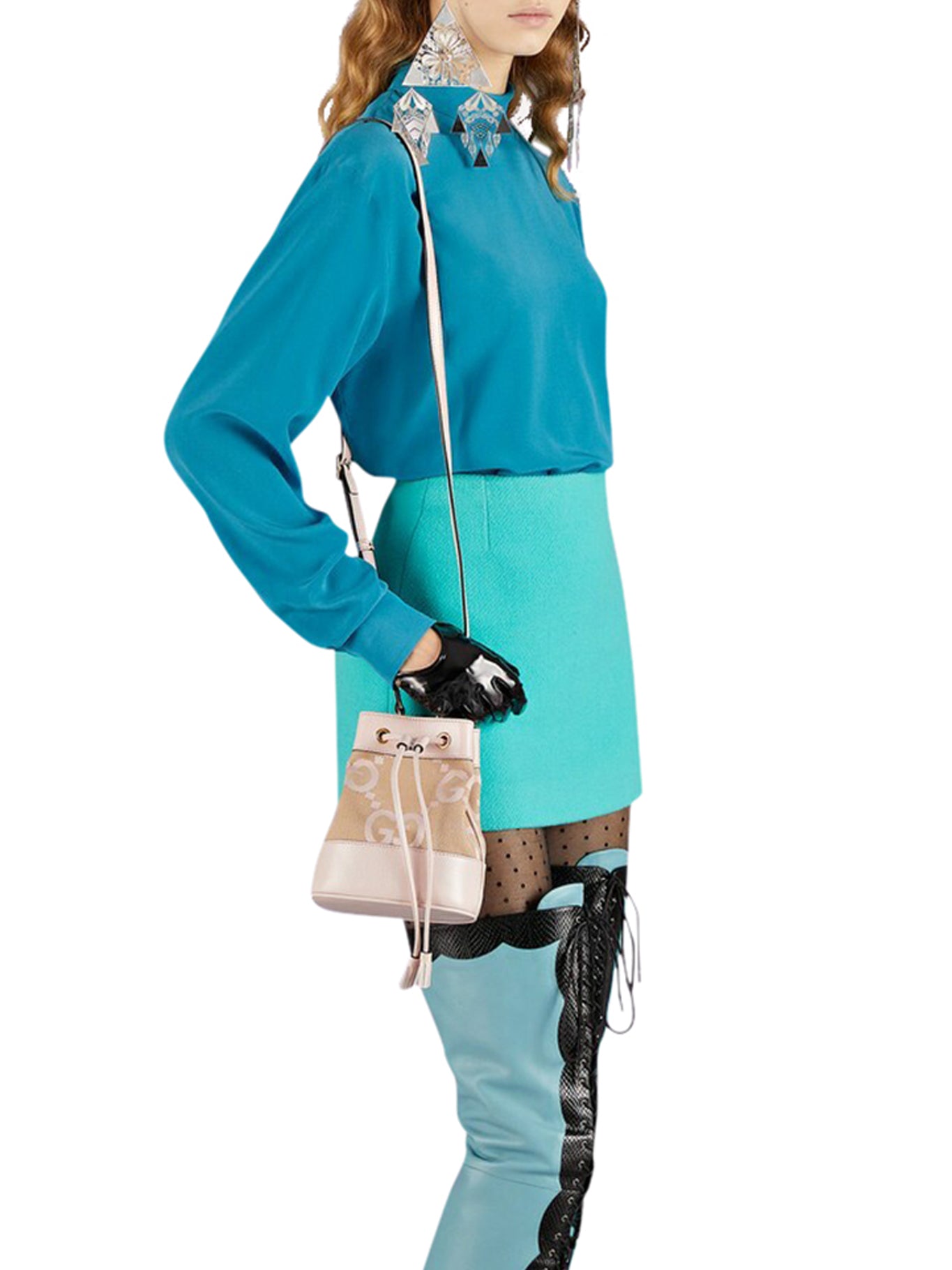 Furla Stacy Drawstring Bucket Bag - Magenta in Blue