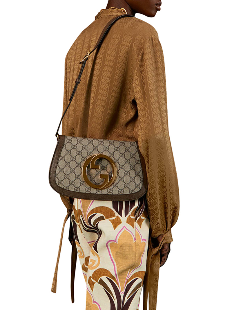 Gucci Blondie Canvas Shoulder Bag in Brown - Gucci