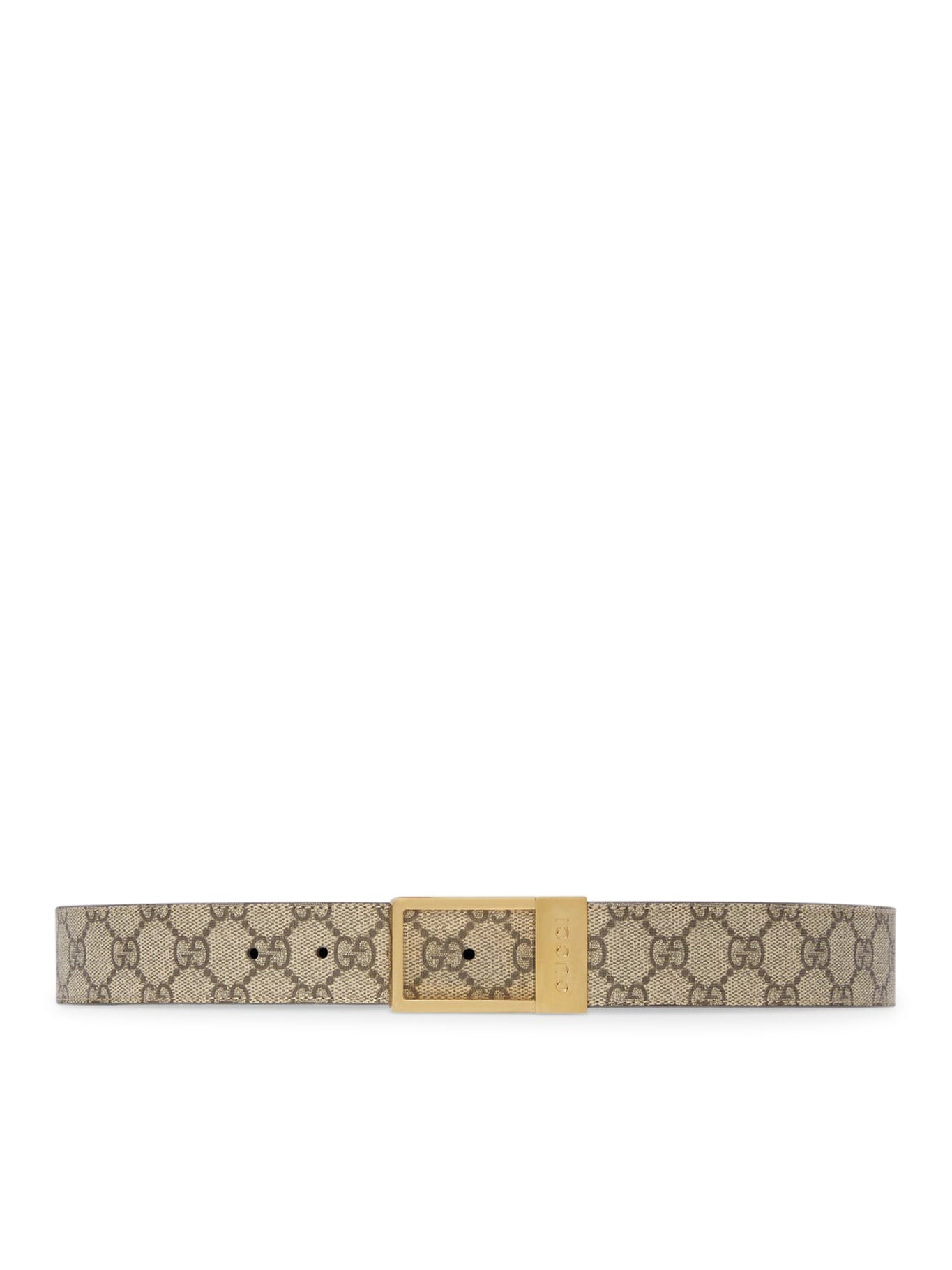 Gucci GG Belt with Rectangular Buckle, Size 75, Beige, GG Canvas