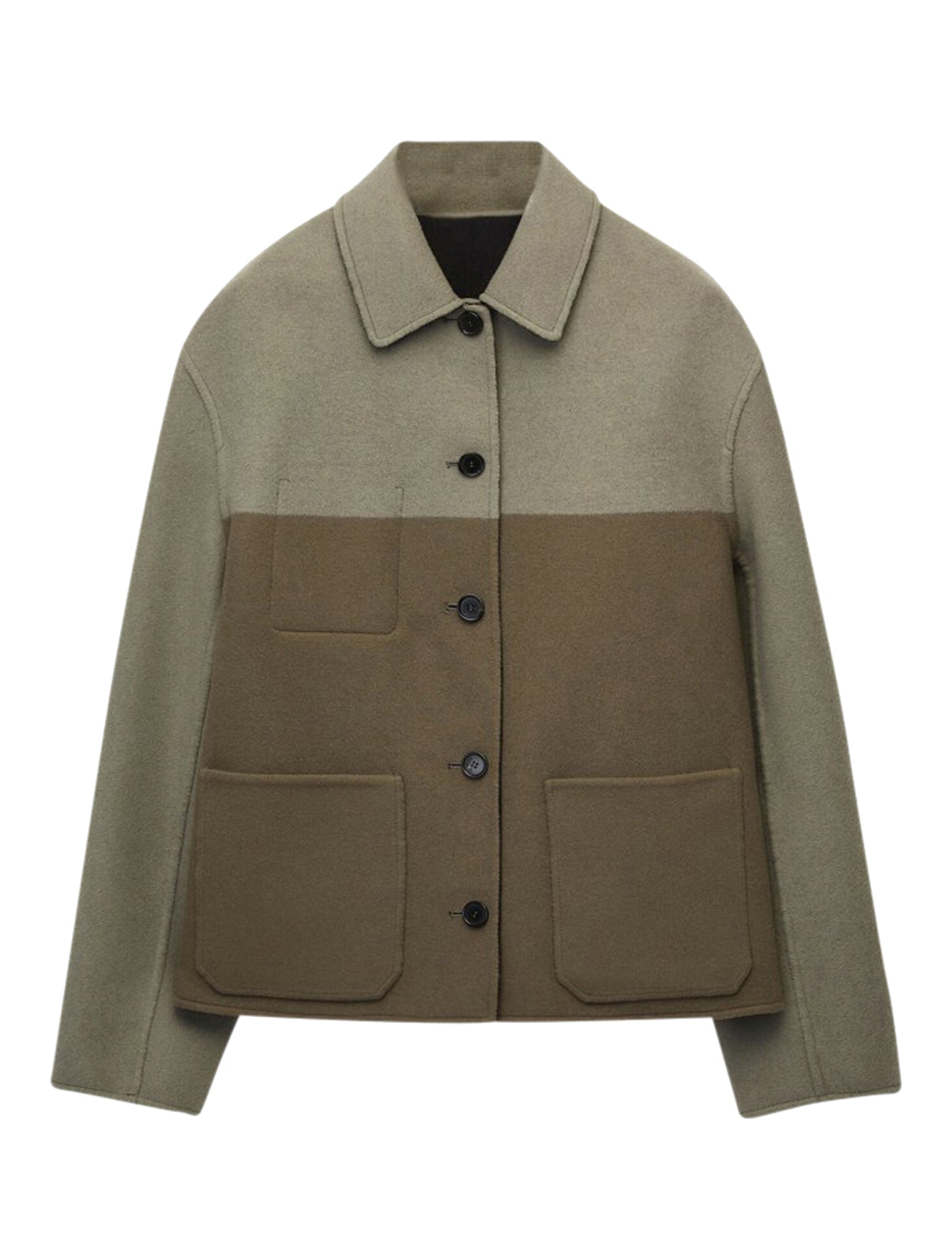 Reversible workwear jacket in wool, cashmere and silk