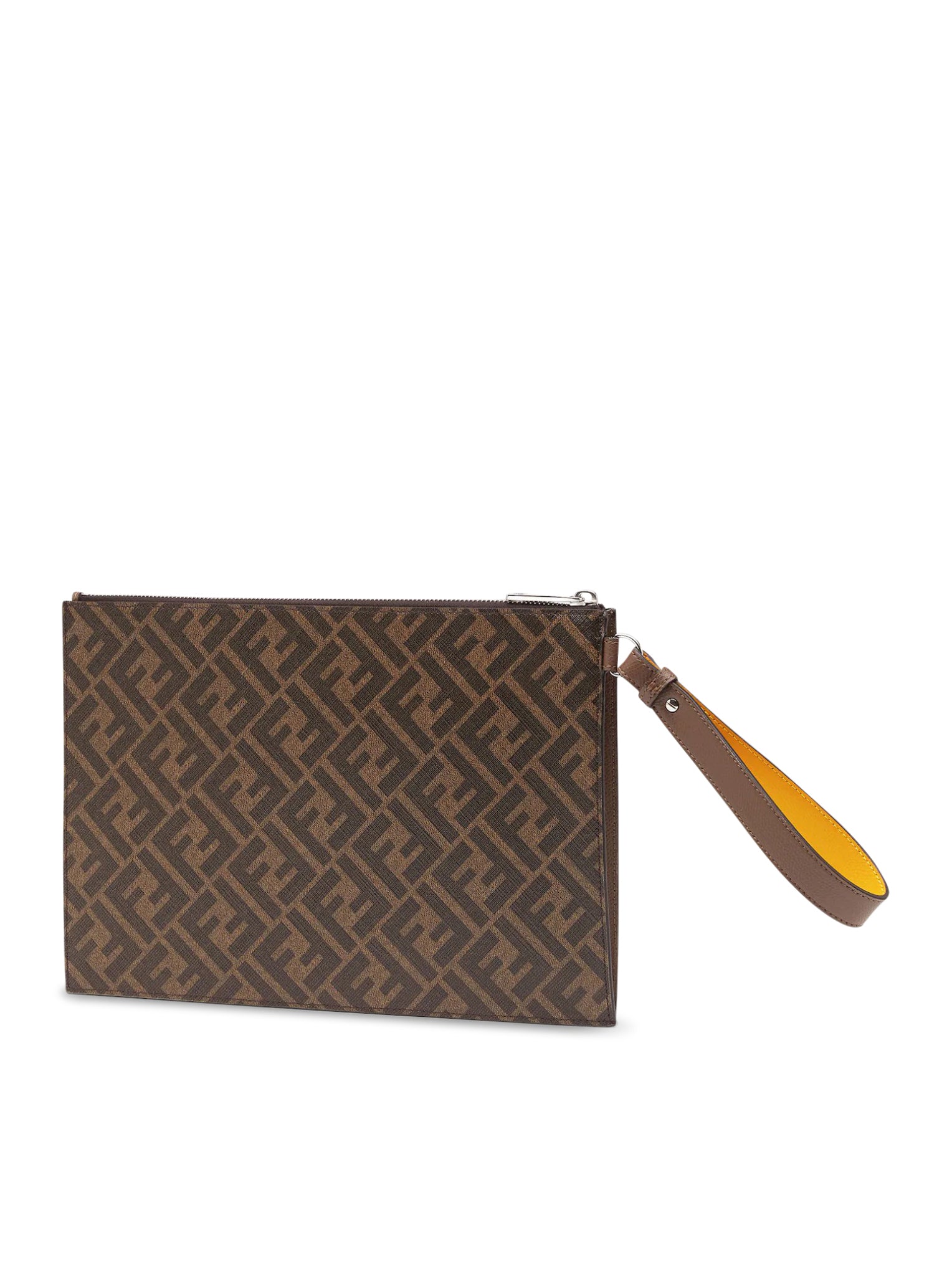 Large Flat Pouch - Brown fabric pouch