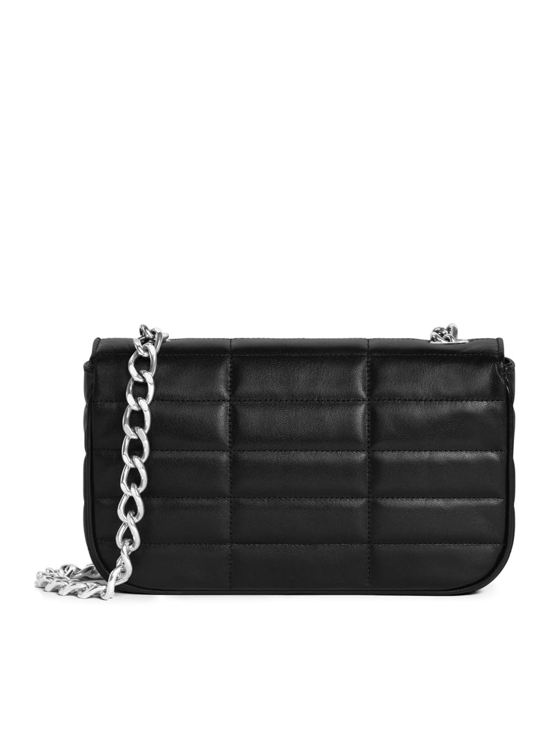 CELINE MONOCHROME QUILTED SHOULDER BAG WITH GOAT LEATHER CHAIN