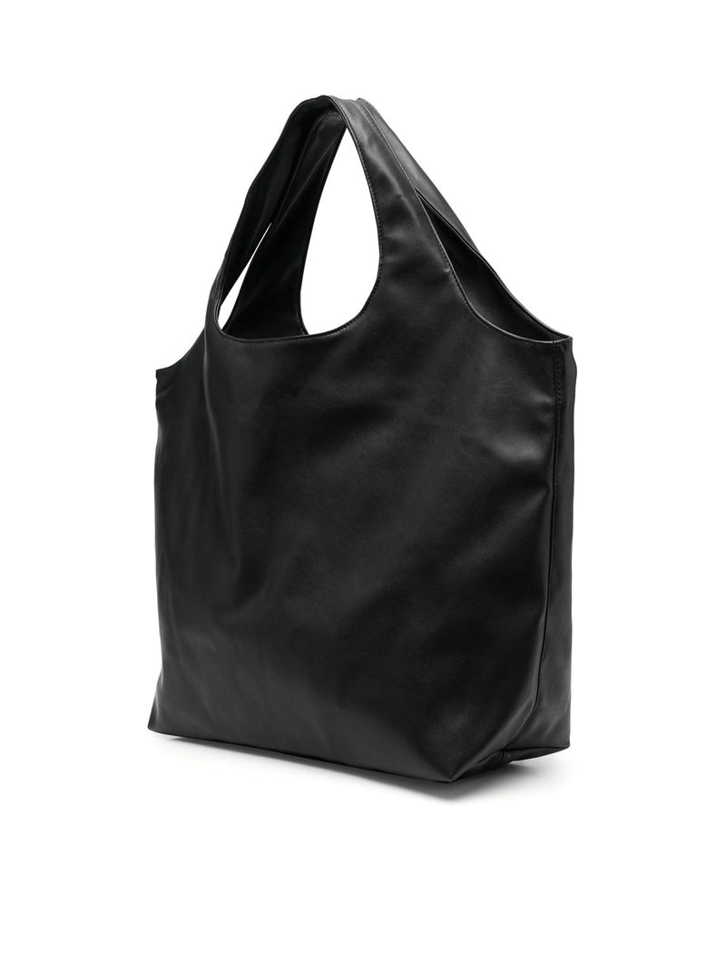 logo-print leather tote bag