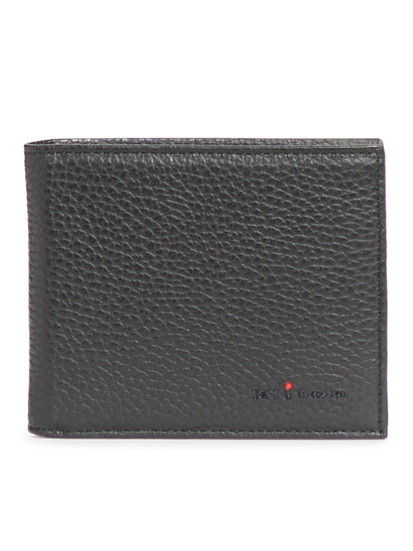 Kiton Men Credit Card Holder - Black Grain Leather Wallet