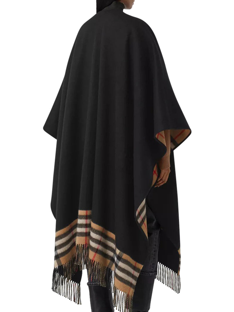 REVERSIBLE WOOL AND CASHMERE CAPE WITH TARTAN PATTERN