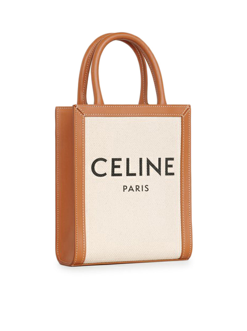 CELINE VERTICAL MINI CABAS BAG IN CELINE PRINT CANVAS & CALFSKIN