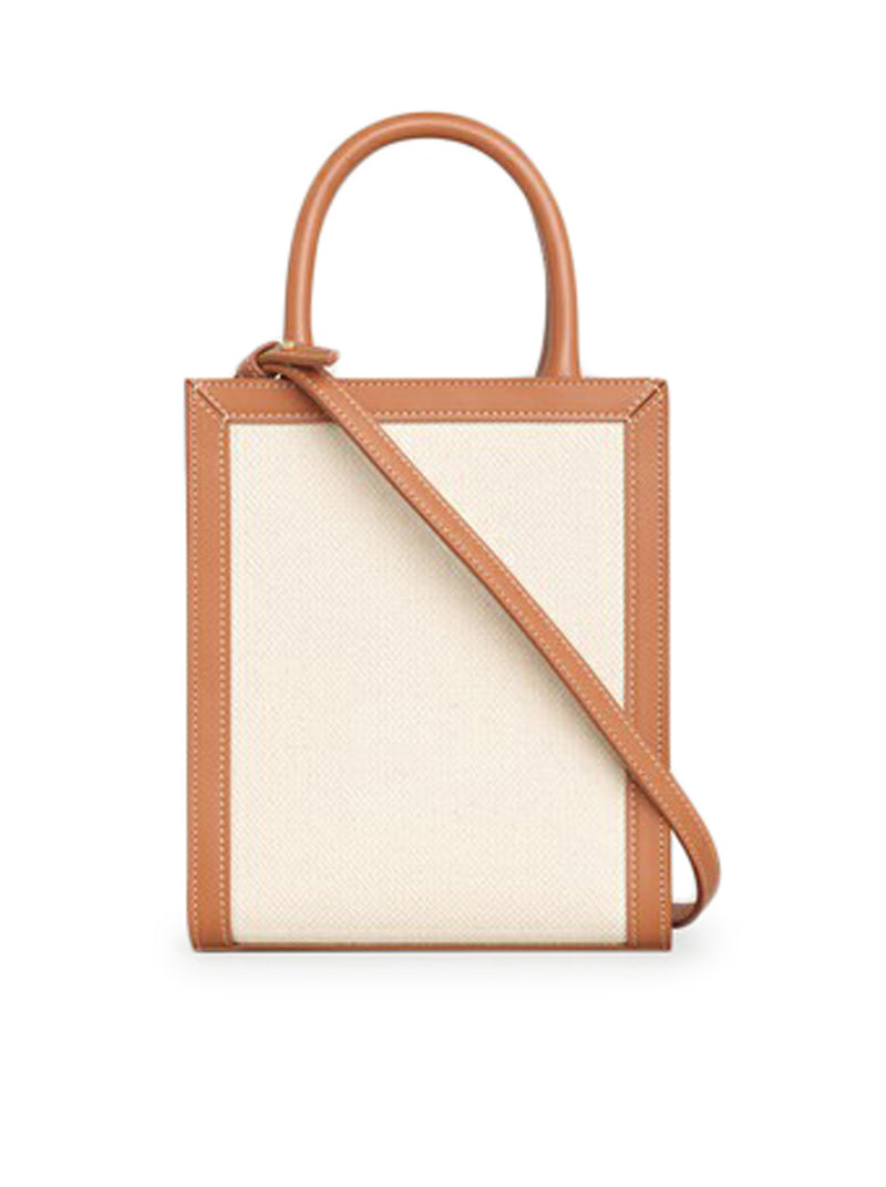 CELINE VERTICAL MINI CABAS BAG IN CELINE PRINT CANVAS & CALFSKIN