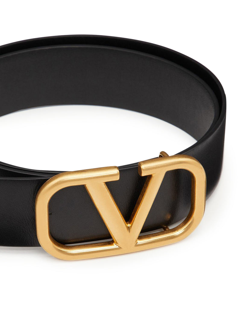 Valentino Garavani Vlogo Signature Calfskin Belt 30 mm Man Black 110