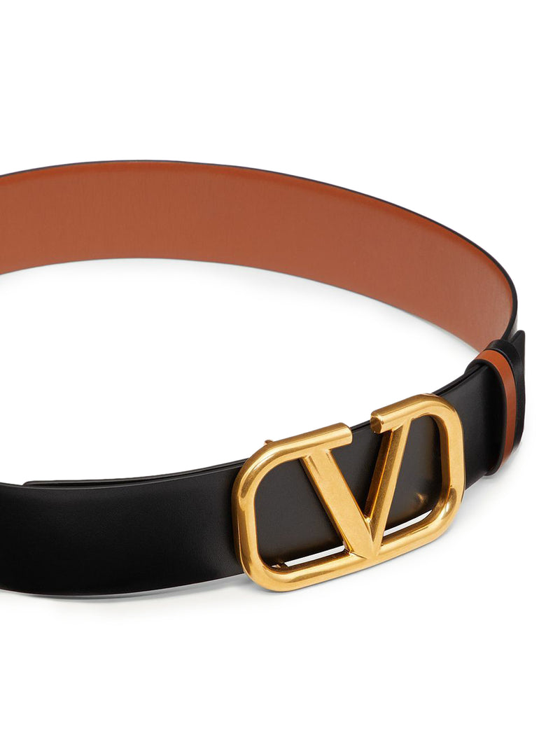 Valentino Garavani Women's Reversible One Stud Belt in Glossy Calfskin 40 mm - Natural - Belts
