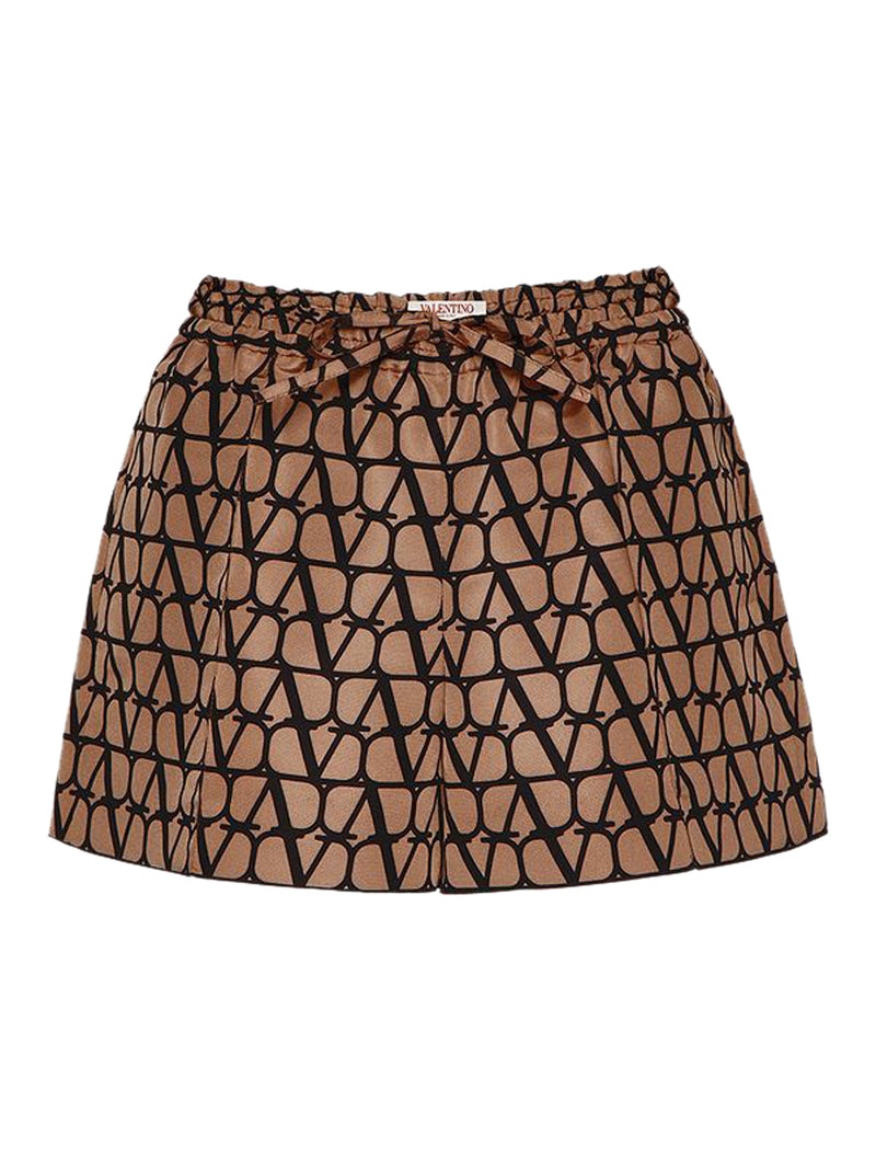 Toile Iconographe Silk Shorts in Black - Valentino