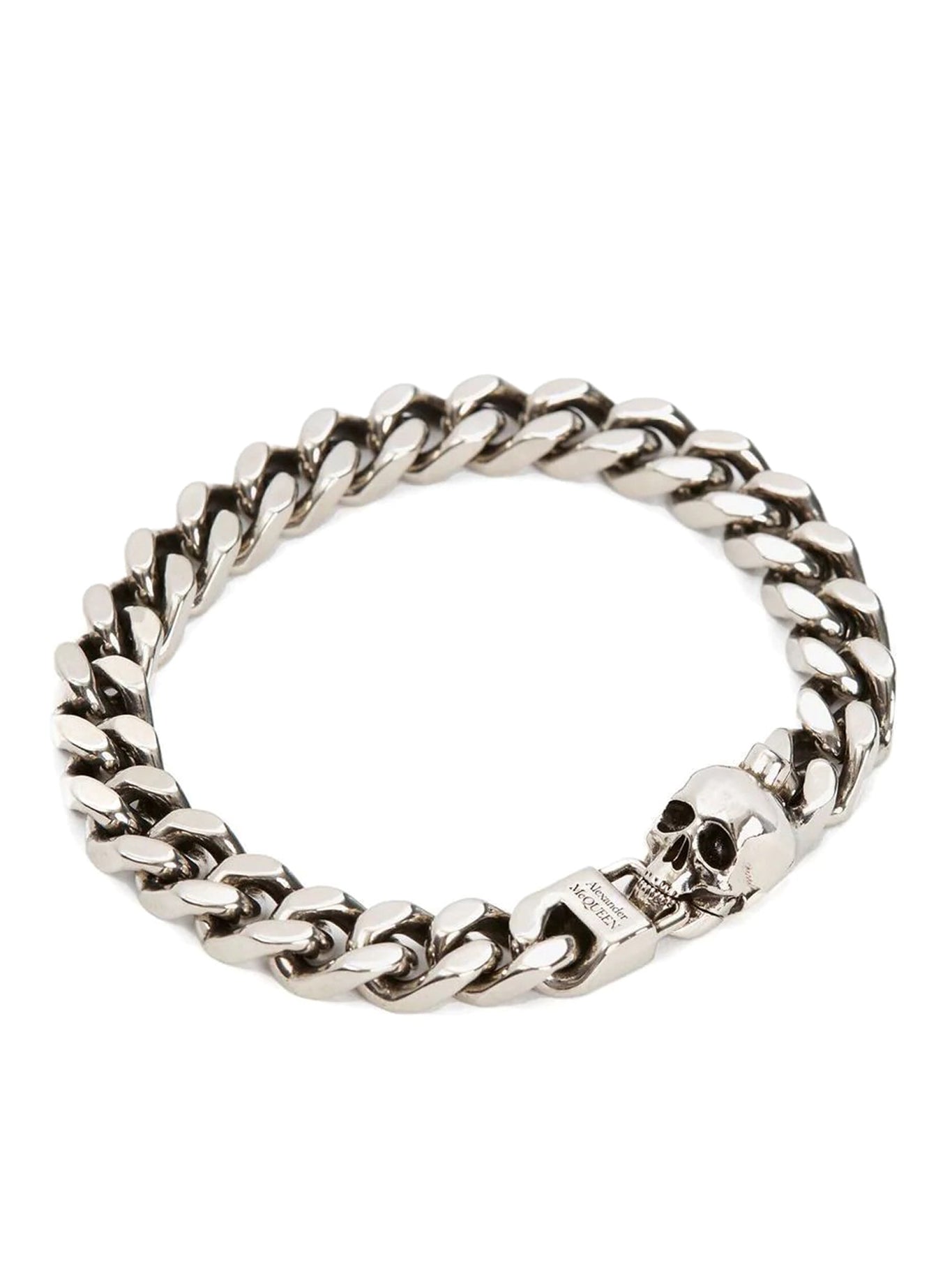 skull charm chain-link bracelet