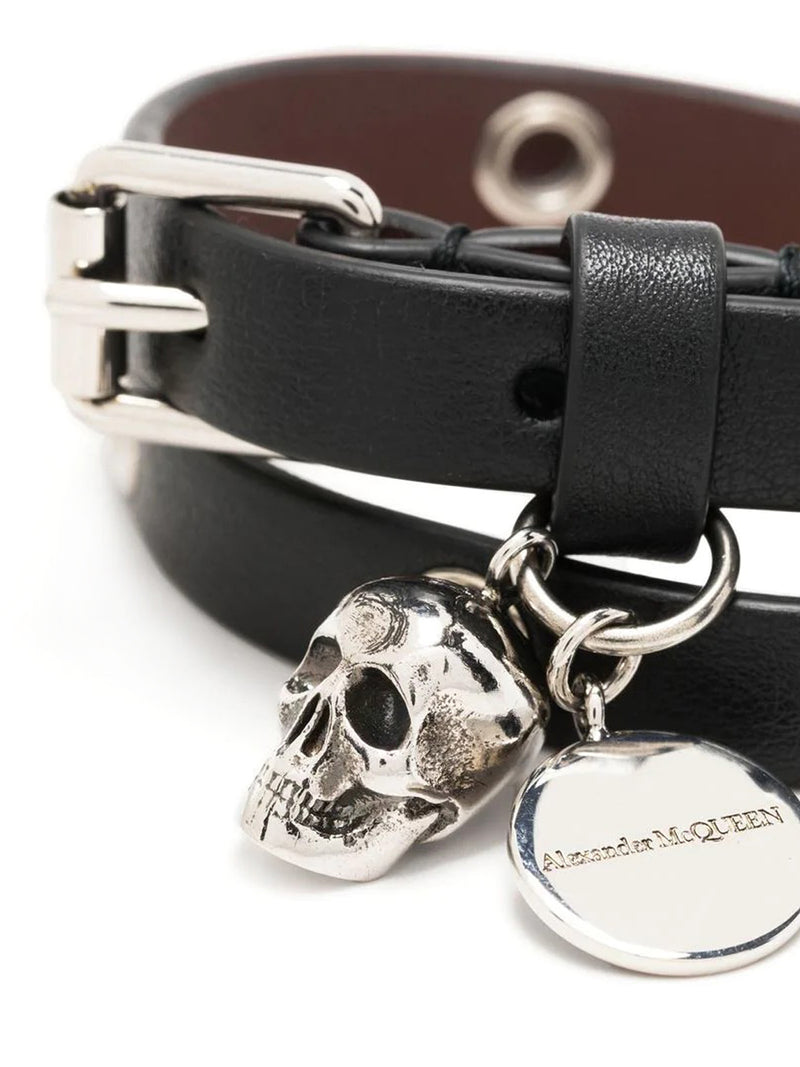Skull Leather Keychain in Silver - Alexander Mc Queen