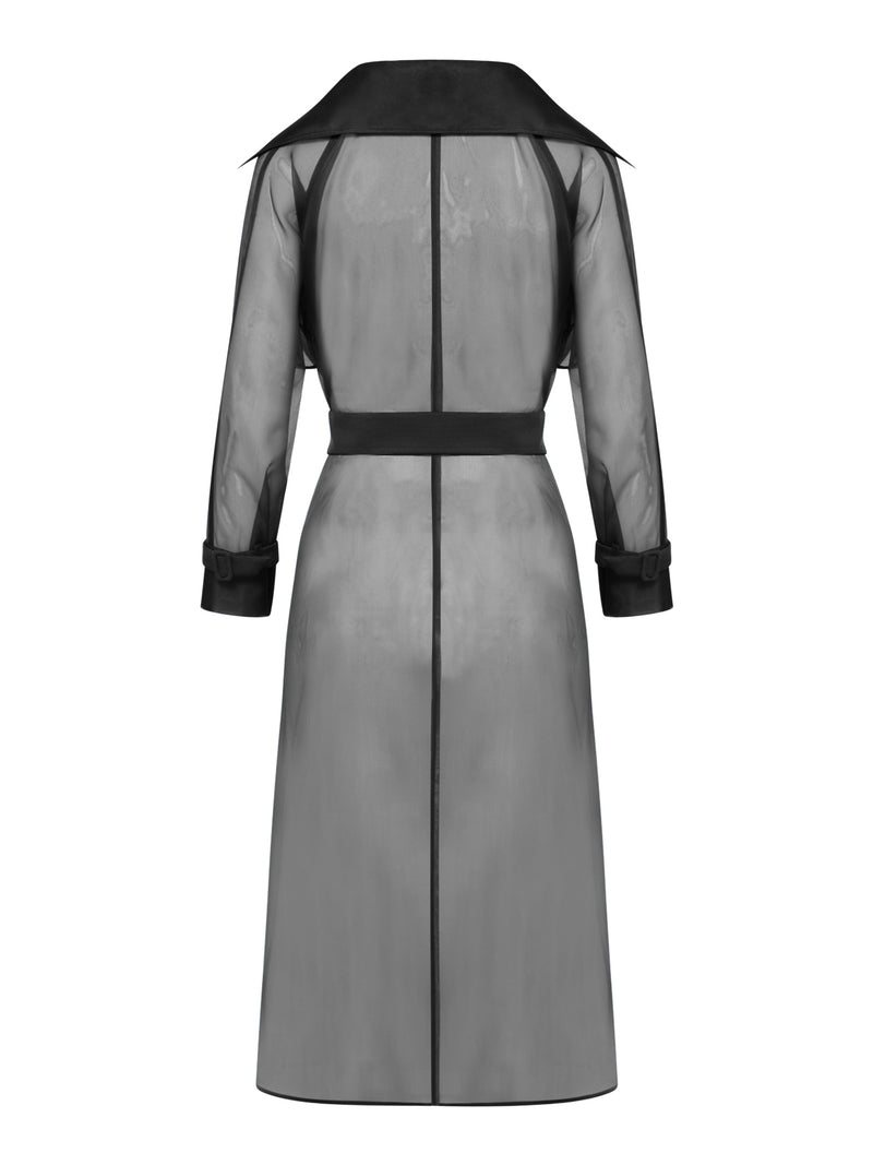 Christian Dior Cannage Trench Coat Black White Wool Silk