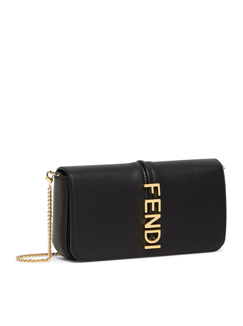 Fendigraphy Wallet On Chain - Black leather wallet