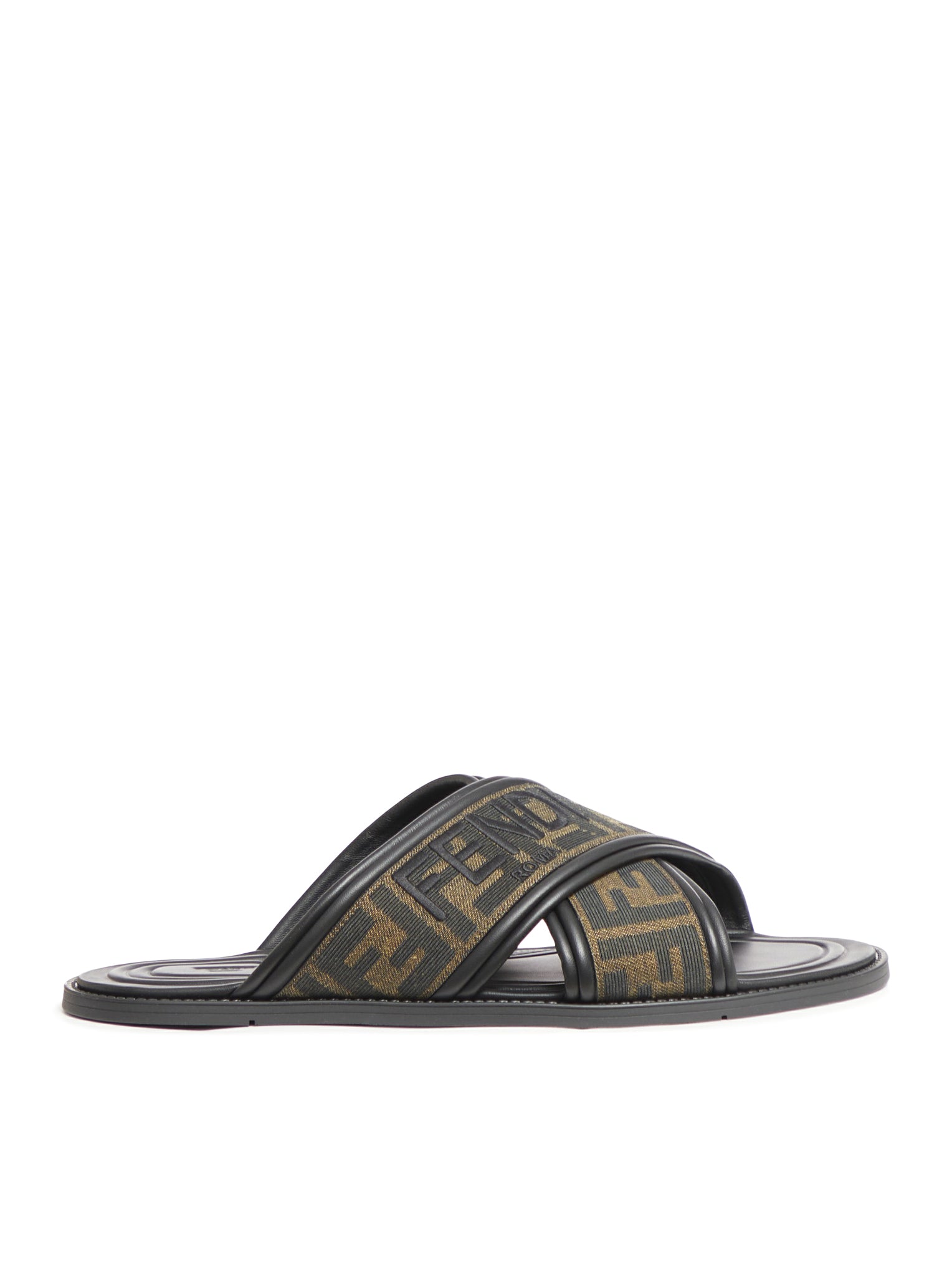 Leather sandal with logo