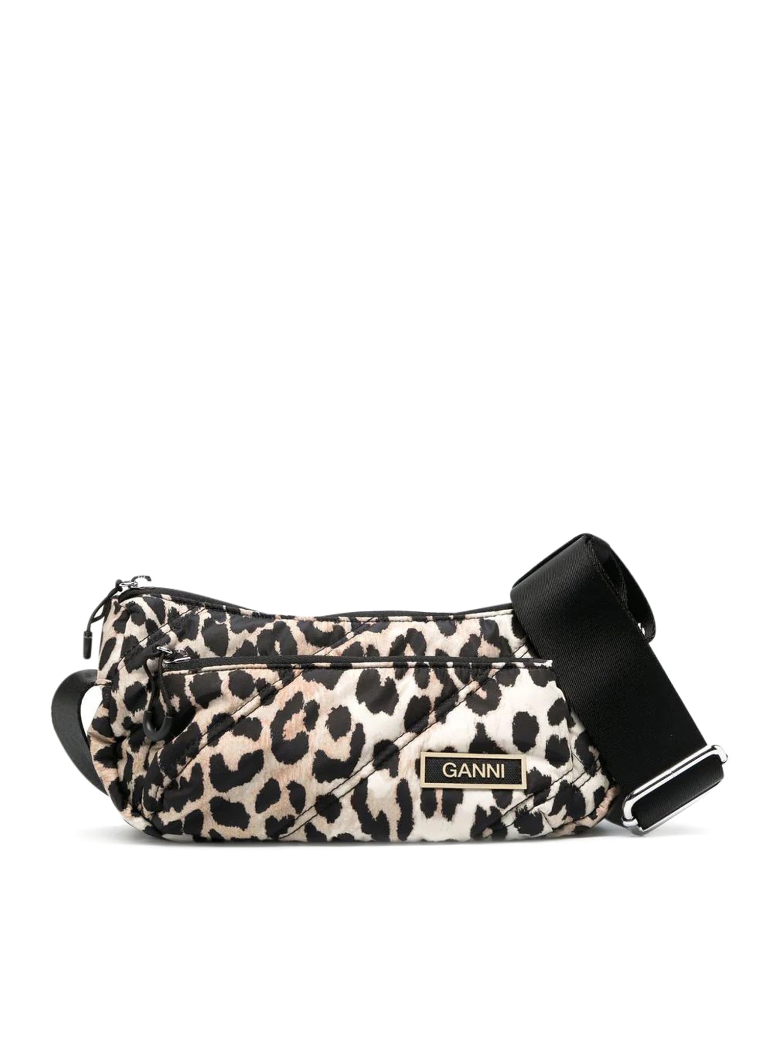 GANNI Leopard-print recycled shell shoulder bag