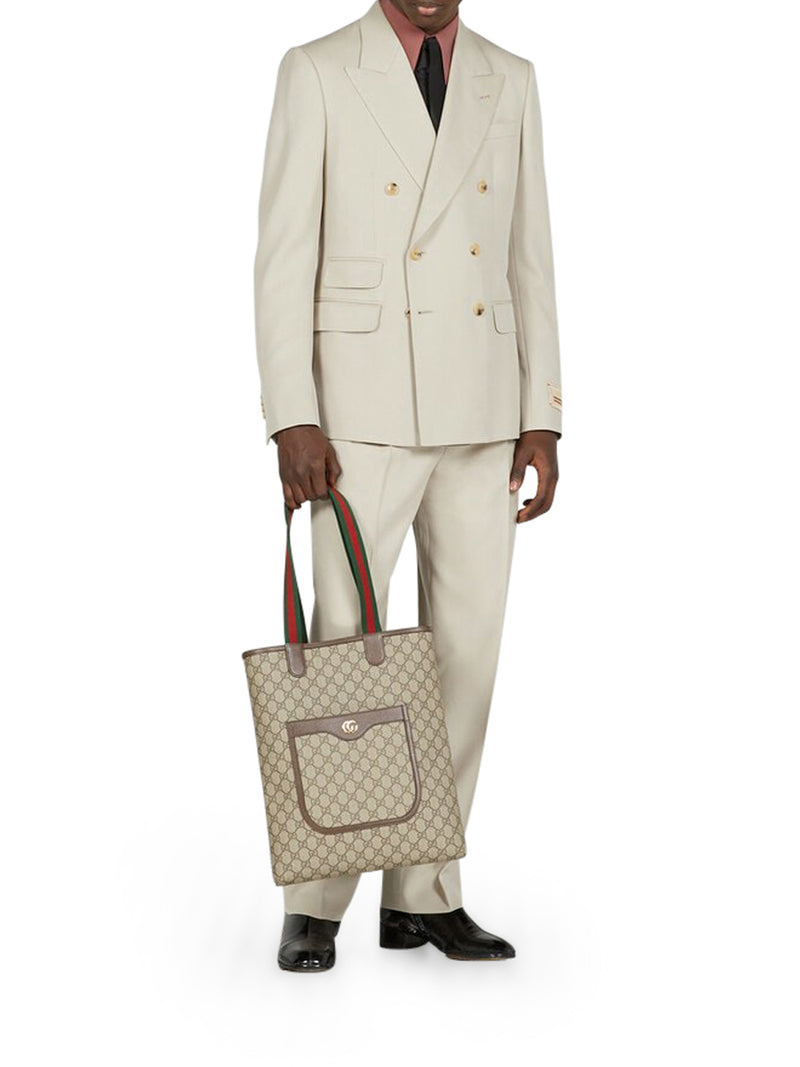 Gucci Ophidia Bucket Bag GG Supreme Mini Beige/Ebony in Canvas