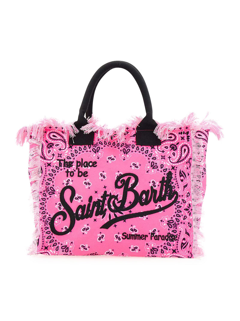 Mc2 Saint Barth Vanity Canvas Shoulder Bag With Logo Print in