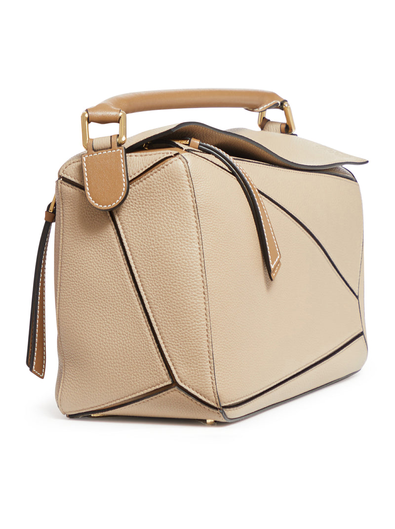 Loewe Grained Calfskin Small Puzzle Bag Sand Mink
