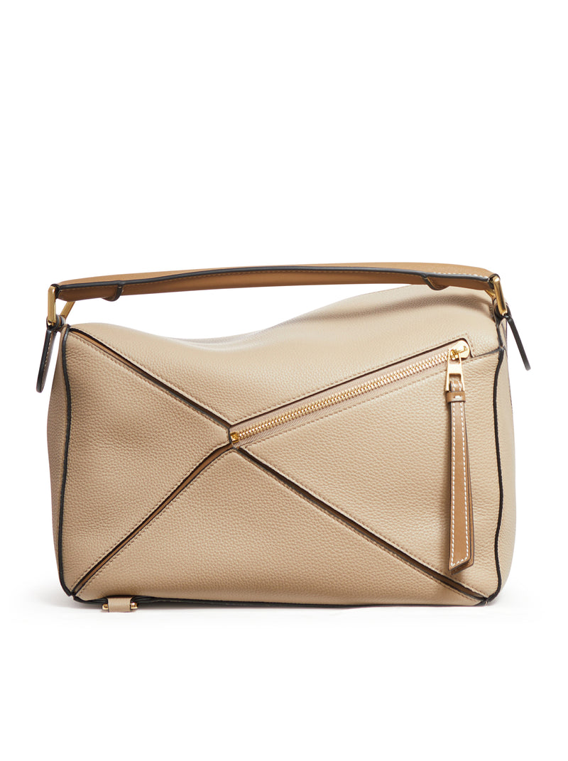 Loewe Grained Calfskin Small Puzzle Bag Sand Mink