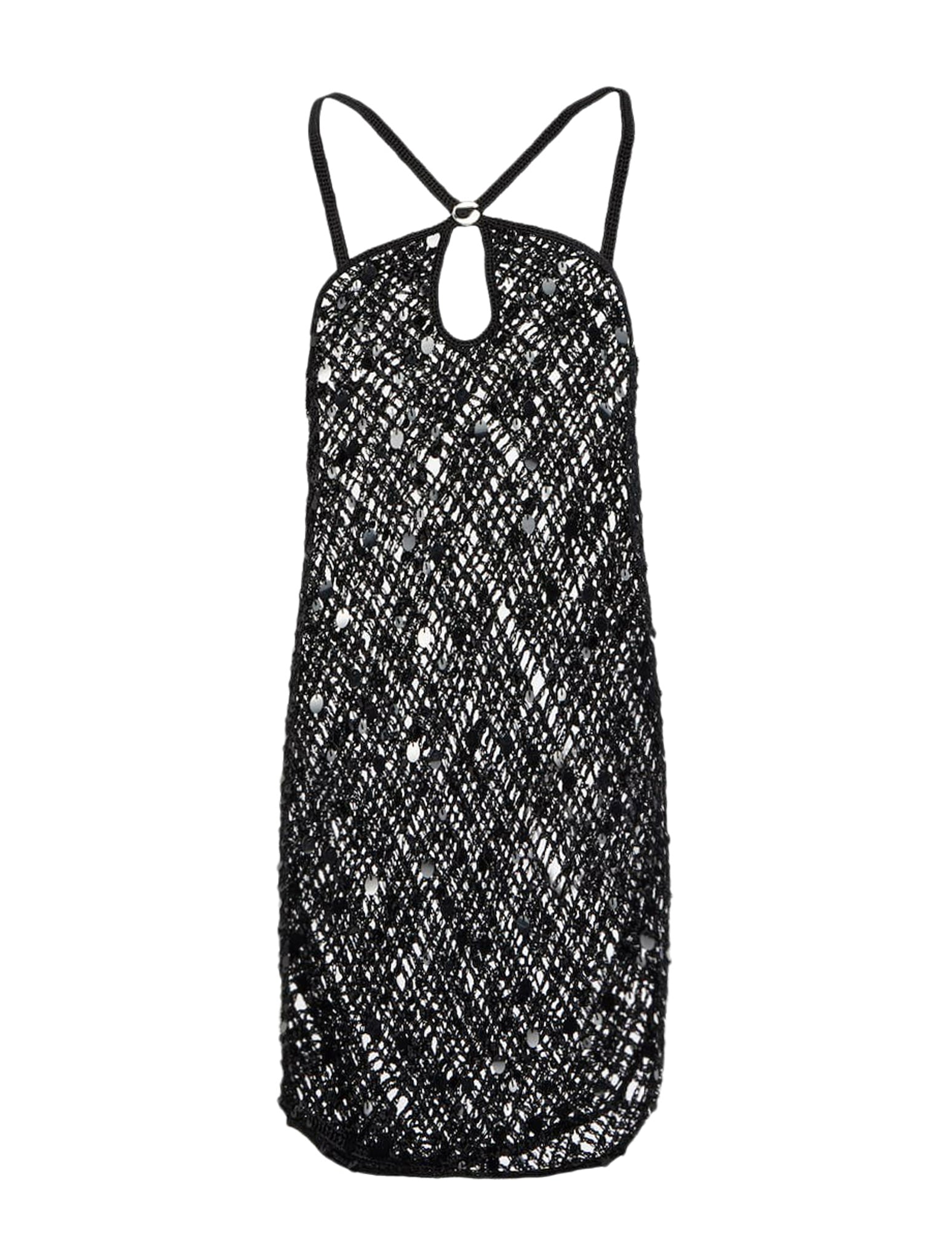 sequin-embellished crochet dress