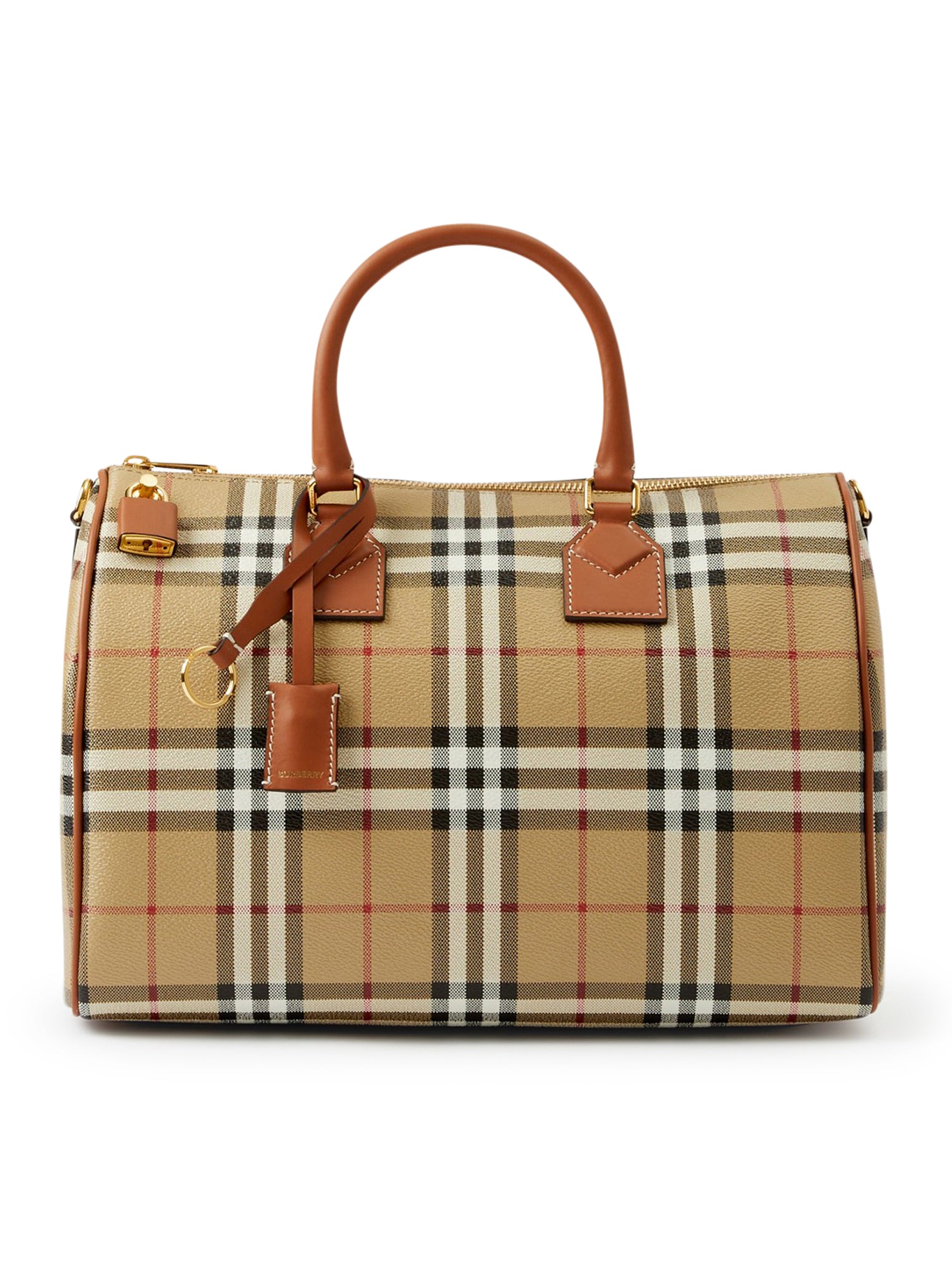 BURBERRY HAYMARKET CHECK PAPILLON BARREL BAG