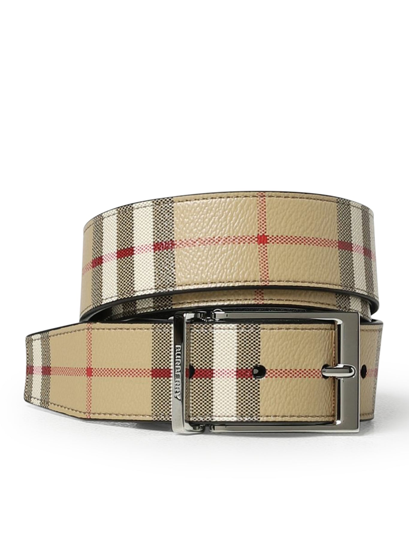 Burberry - Men - 3.5cm Reversible Checked E-Canvas and Leather Belt Brown - EU 95