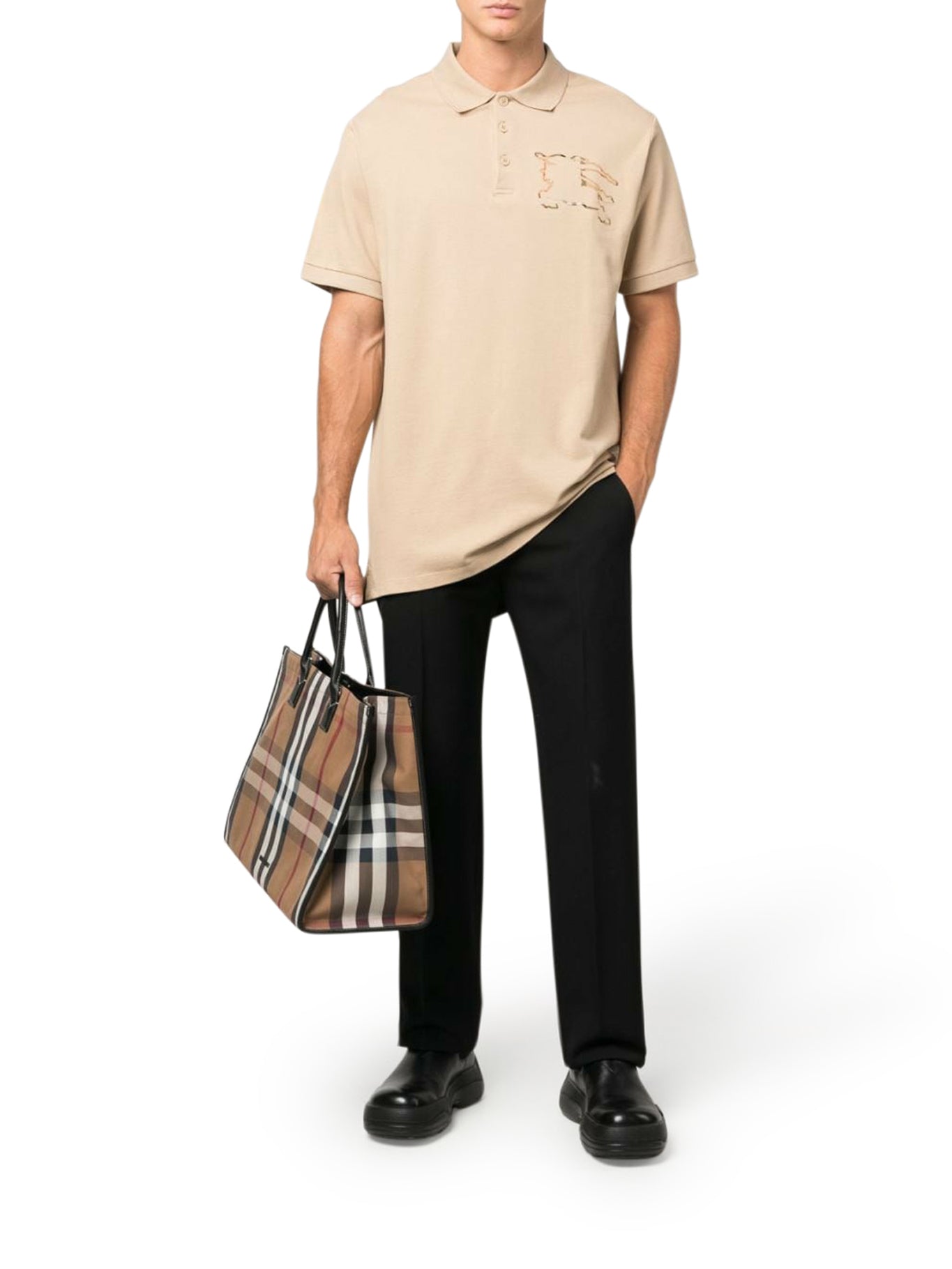 Piqué cotton polo shirt with EKD Check