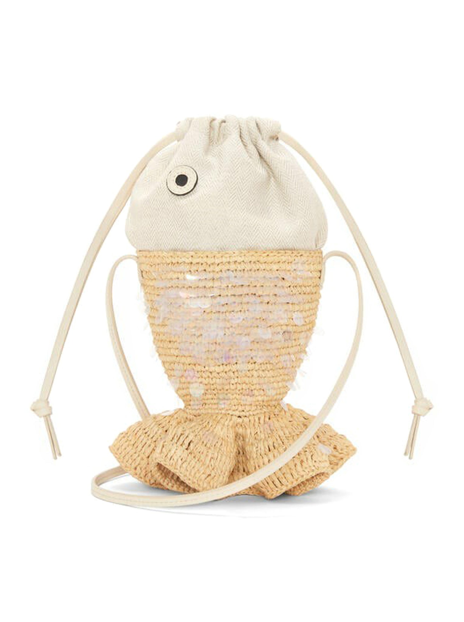 LOEWE Paula's Ibiza Yin Yang Pochette Woven Raffia Applique Neutral  Shoulder Bag