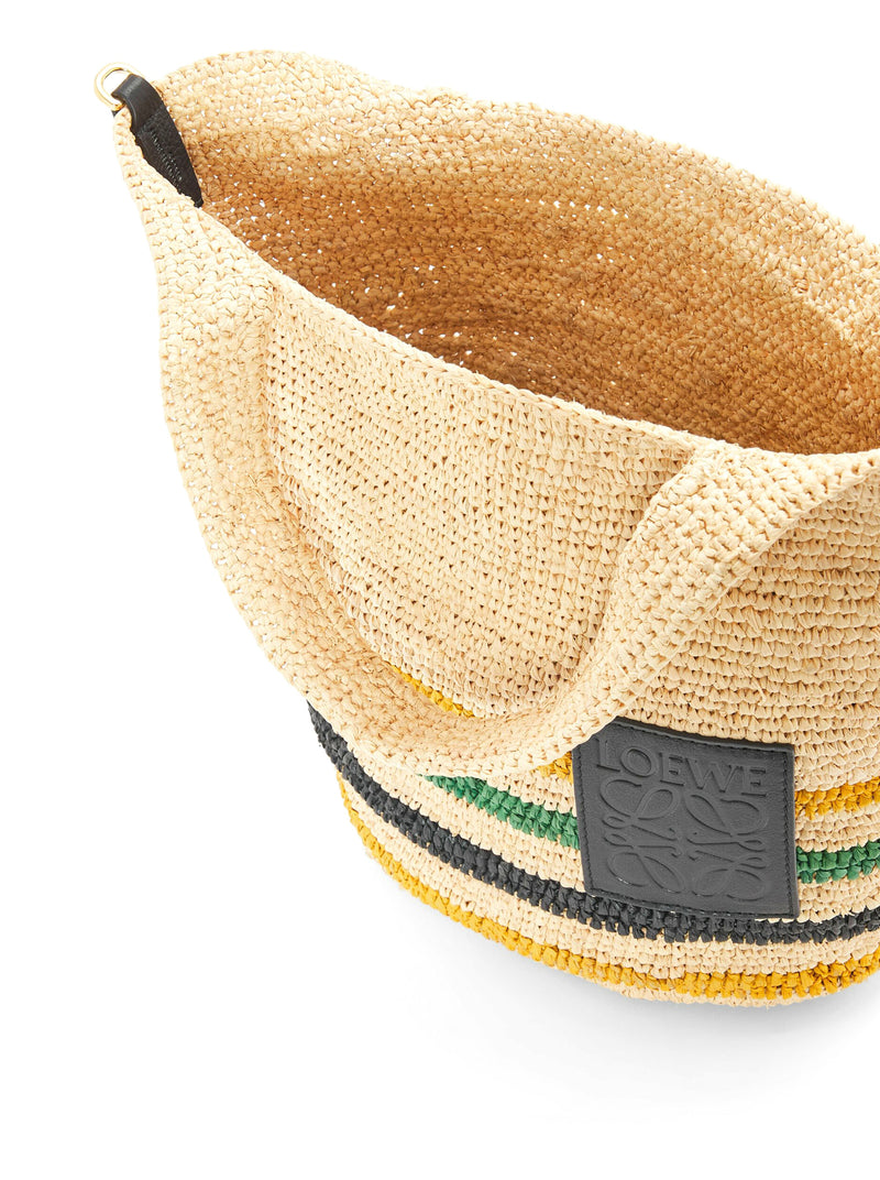 Mini Slit bag in raffia and calfskin