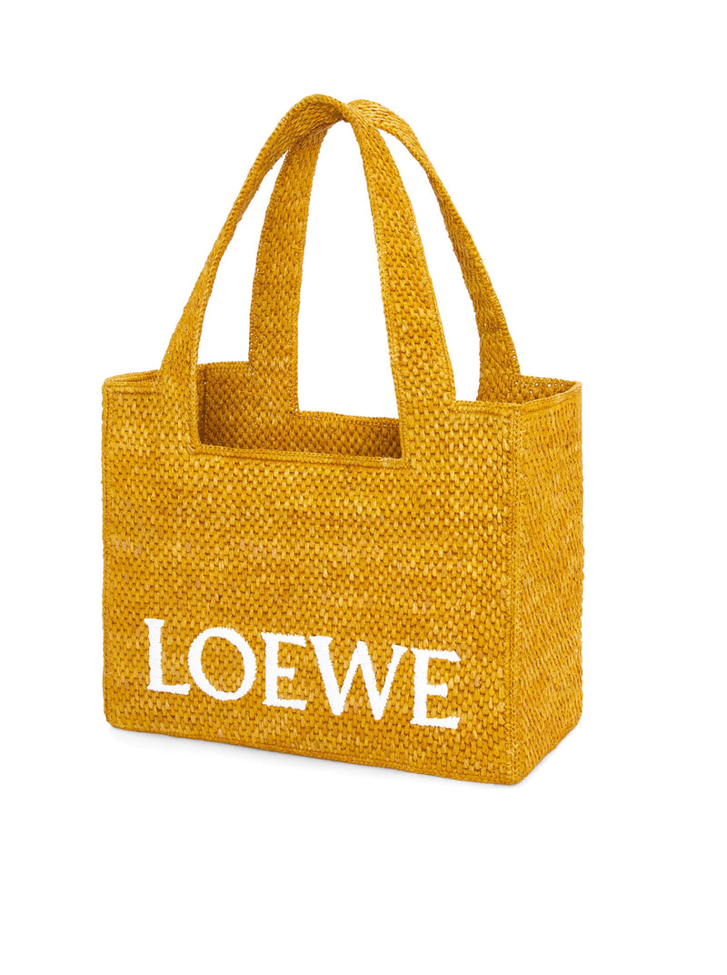 Small LOEWE Font Tote in raffia