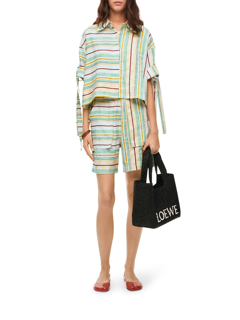 LOEWE green x Paula's Ibiza Striped Cropped Workwear Shirt