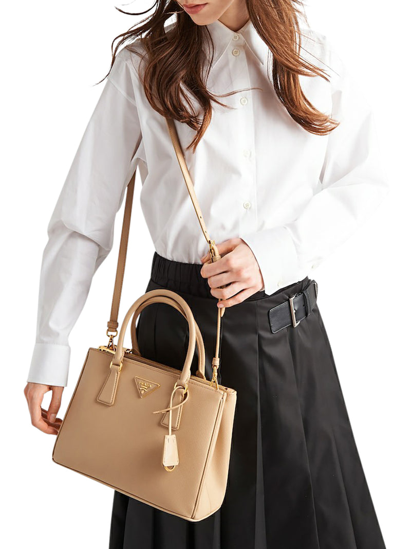 Prada White Galleria Saffiano Leather Medium Top Handle Shoulder