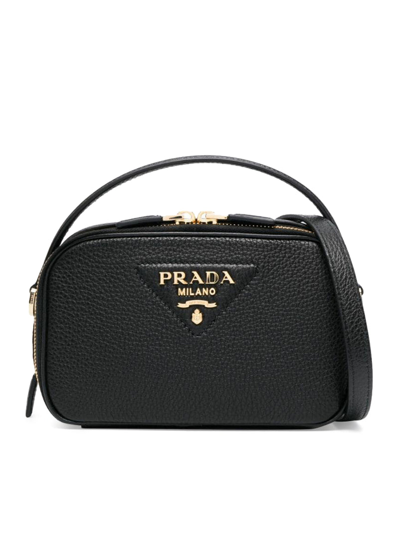 Prada Odette Mini Backpack In Saffiano Leather With Triangular Logo in  Black