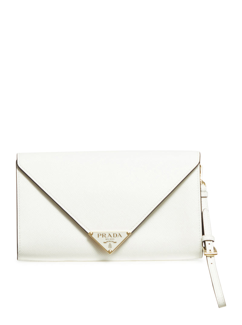 Prada Envelop Gold Logo Crossbody Clutch Bag