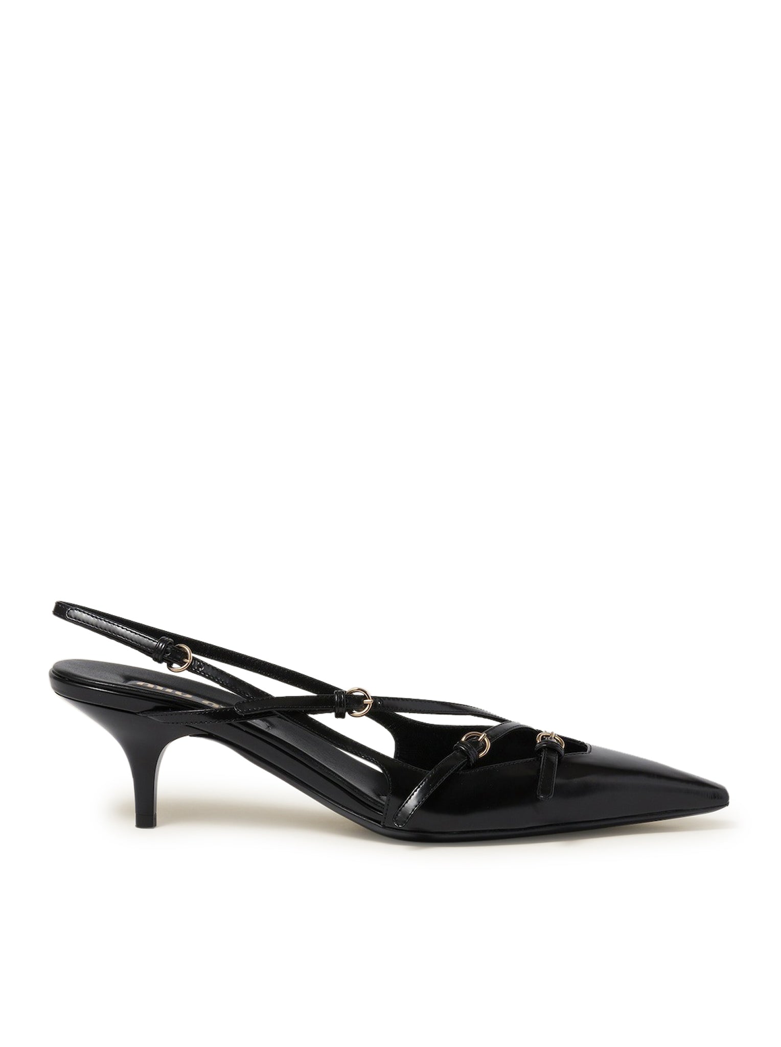 Brushed leather slingback pumps with buckles